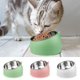 thumbnail image 4 of Cuenco para gatos, cuenco para comida para mascotas, cuenco inclinado de acero inoxidable para gatos, cuenco para perros pequeños, juego de cuencos para gatos de acero inoxidable 400 ml (verde), 4 of 5