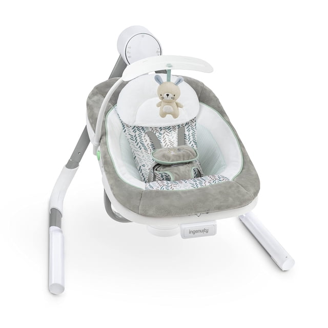 Ingenuity Anyway Sway 5-Speed Multi-Direction Portable Foldable Baby Swing & Infant Seat with Vibrations, Nature Sounds, 0-9 Months 6-20 lbs (Spruce)