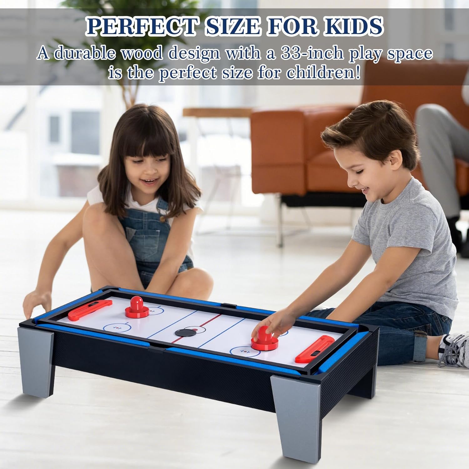 4-in-1 Mini Multi Game Table, Combination Game Table, Childrens Combo Arcade Set w/Pool Billiards, Hockey, Foosball and Table Tennis for Home, Play Room,Friends & Family