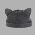 thumbnail image 4 of Retro Washed Cotton Cat‑Ears Brimless Hat Funny Unique Casual Party Daily Wear Street Fashion Beret Cap, 4 of 6