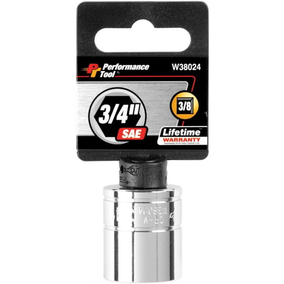 Wilmar W38024 Chrome Socket, 3/8" Drive, 3/4", 6 Point, Shallow