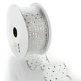 thumbnail image 2 of Ribbon Traditions Metallic Banded Edge Sheer Glitter Dots Wired Ribbon 2 1/2" by 25 Yards - Silver, 2 of 4