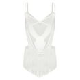 thumbnail image 2 of iiniim Women's Rhinestone Latin Dance Leotard Dress Tassel Bodysuit Samba Salsa Cha-Cha Rumba Performance Ivory L, 2 of 6