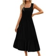 thumbnail image 1 of FAIWAD Robe Longue d'Été Sans Manches pour Femme, Décontractée, Fluide, à Volants, Style Débardeur, Robe T-Shirt Unie, 1 of 5