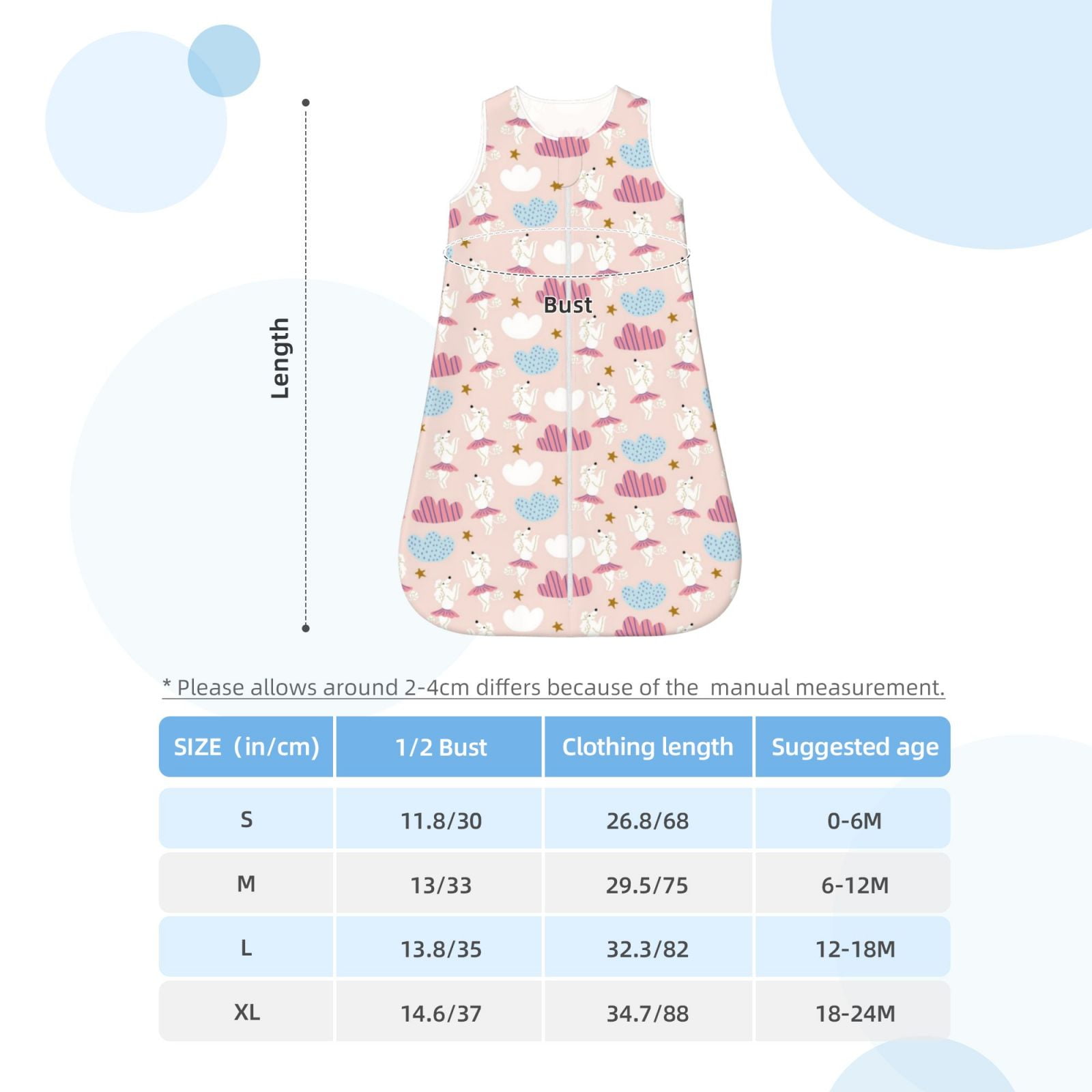 Rateoe Poodle In Ballet Skirts Dancing Print Cotton Baby Sleep Sack, Baby Sleeping Bag with Two-Way Zipper,Wearable Blanket for Newborn Baby Boys and Girls-X-Large