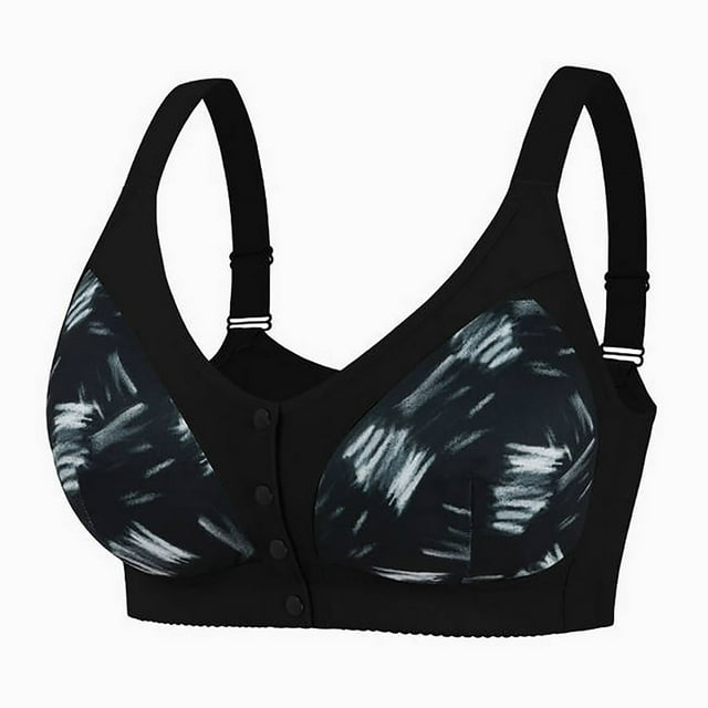 Posijego Plus Size Everyday Bra for Women Wireless Front Closure Bra Full Coverage Push-Up Support Bras