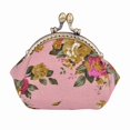 thumbnail image 1 of Coin Pouch Canvas Card Purse Clasp Closure Classic Rose Pattern Keys Wallet Gift Round, 1 of 7