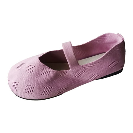 

Zizocwa Ladies Flat Casual Shoes Breathable Knitted Mesh Walking Shoes for Women Cute Soft Sole Slip On Loafers Comfortable Work Flats Pink Size7