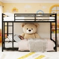 thumbnail image 2 of Bellemave Low Bunk Bed Twin Over Twin, Metal Bunk Bed Frame with Guardrail and Ladder, Heavy Duty Floor Bunk Beds with Slats for Dormitory and Bedroom, No Box Spring Needed (Black), 2 of 8