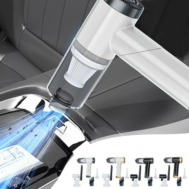 Aspiradora de coche portátil - 6000Pa potente succión, plegable y portátil con batería de 4000mAh, filtro lavable, 7 accesorios para detallado de automóviles