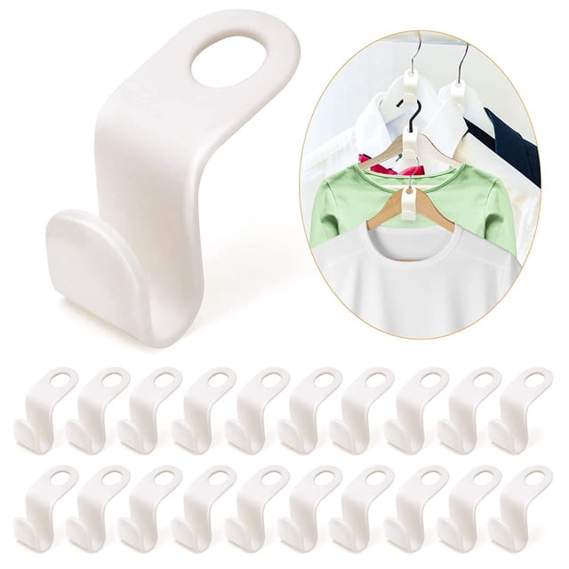 Gancho conector para perchas, clip de extensión para perchas, para armario, (blanco) (paquete de 12)