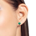 thumbnail image 2 of Dazzlelane 6.5X6.5mm Heart Shape Simulated Green Emerald Prong Set Solitaire Stud Earrings with Push Back in 10K Solid White Gold Jewelry Gifts for Womens, 2 of 5