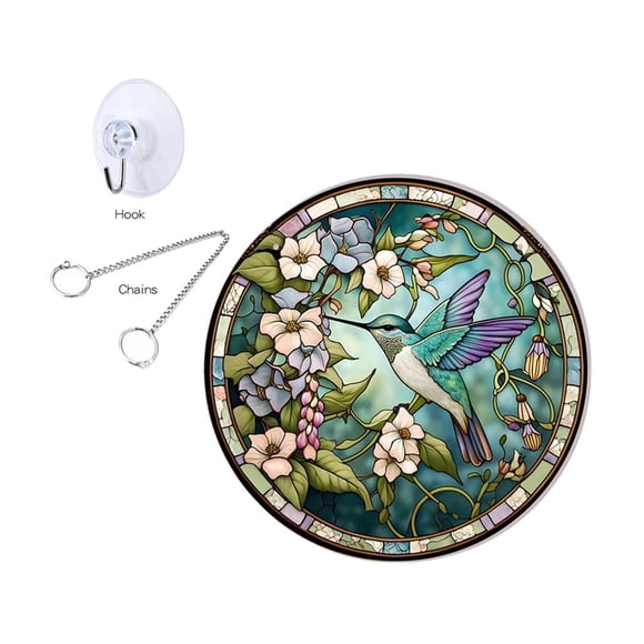 Binwennn Our First Place Sign Acrylic Window Hummingbird/ Stained Glass Window Hanging Suncatcher Wall For Home Bird Lover For Mom Grandma Wife Teacher