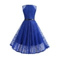 thumbnail image 4 of DYMADE Women Retro Sexy Elegant Round Neck Lace Dress With Belt, 4 of 6