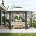 thumbnail image 4 of 13' x 13' Pop-Up Gazebo, Hexagonal Canopy Shelter with 6 Zippered Mesh Netting, Event Tent with Strong Steel Frame for Backyard, Garden, Lawn, 4 of 4