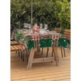 thumbnail image 2 of Outdoor Tablecloth with Umbrella Hole and Zipper, Christmas Rectangle Table Cloth 60x120 Inch Waterproof Tablecloth, Winter Truck Pine Tree Green Red Striped Plaid Picnic Table Cover for Patio, 2 of 7
