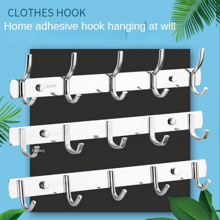 Wall Hooks, Hangers Vertical Metal Rack Wall Mount for Coat Towel Hat Jacket Backpack Bag (18.11 (6 Hooks) Silver)