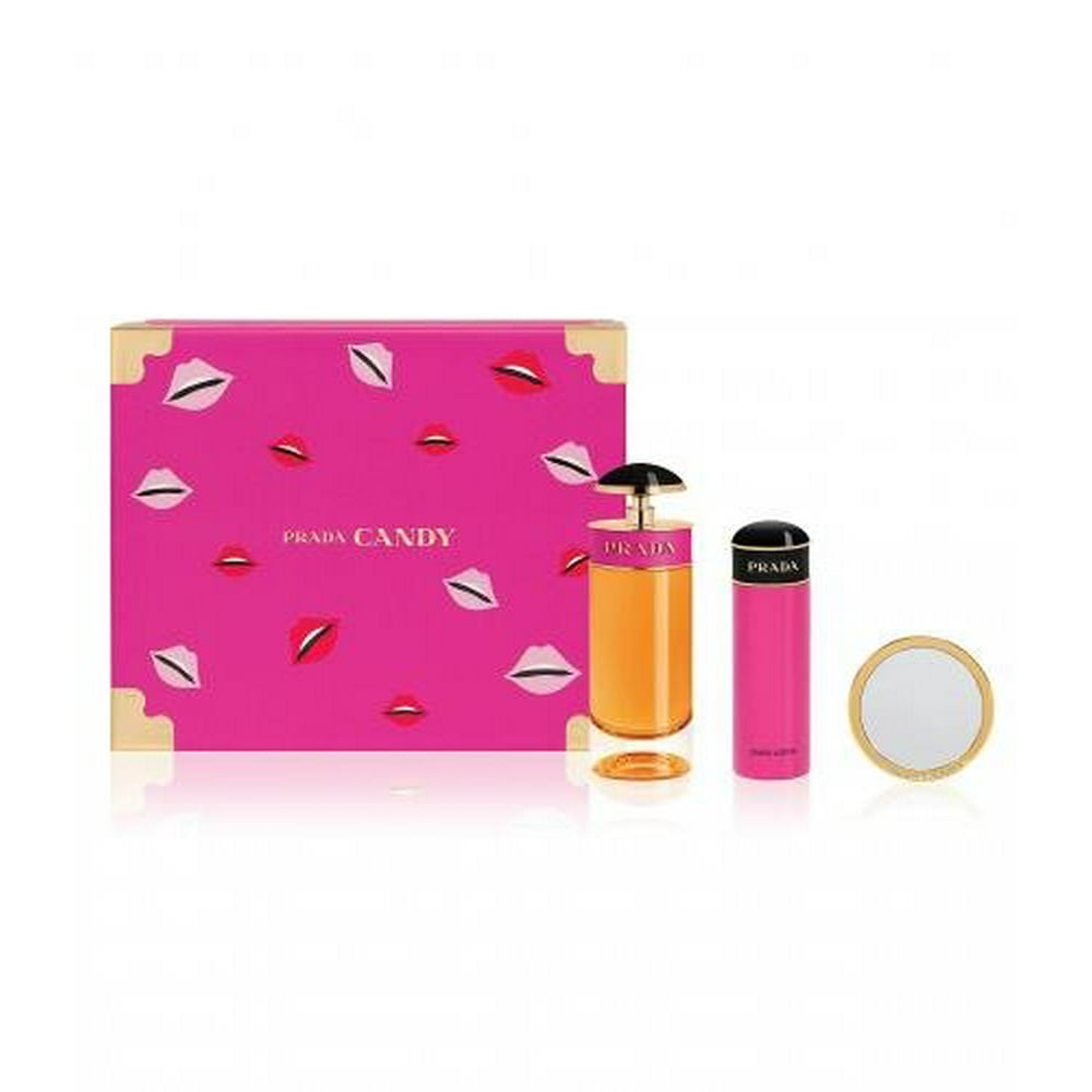 PRADA CANDY 3 PCS SET( 2.7 EAU DE PARFUM SPRAY + 2.5 BODY LOTION + POCKET MIRROR)