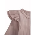 thumbnail image 4 of Xingqing Newborn Baby Girls Fall Spring Outfits Ruffle Long Sleeve Knitted Romper Tops + Bell Bottom Pants Clothes, 4 of 6