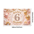 thumbnail image 1 of Pink Balloon Happy 6th Birthday Banner Decorative Pastel Polyester Kids Party Event for Children's Celebration, 1 of 4