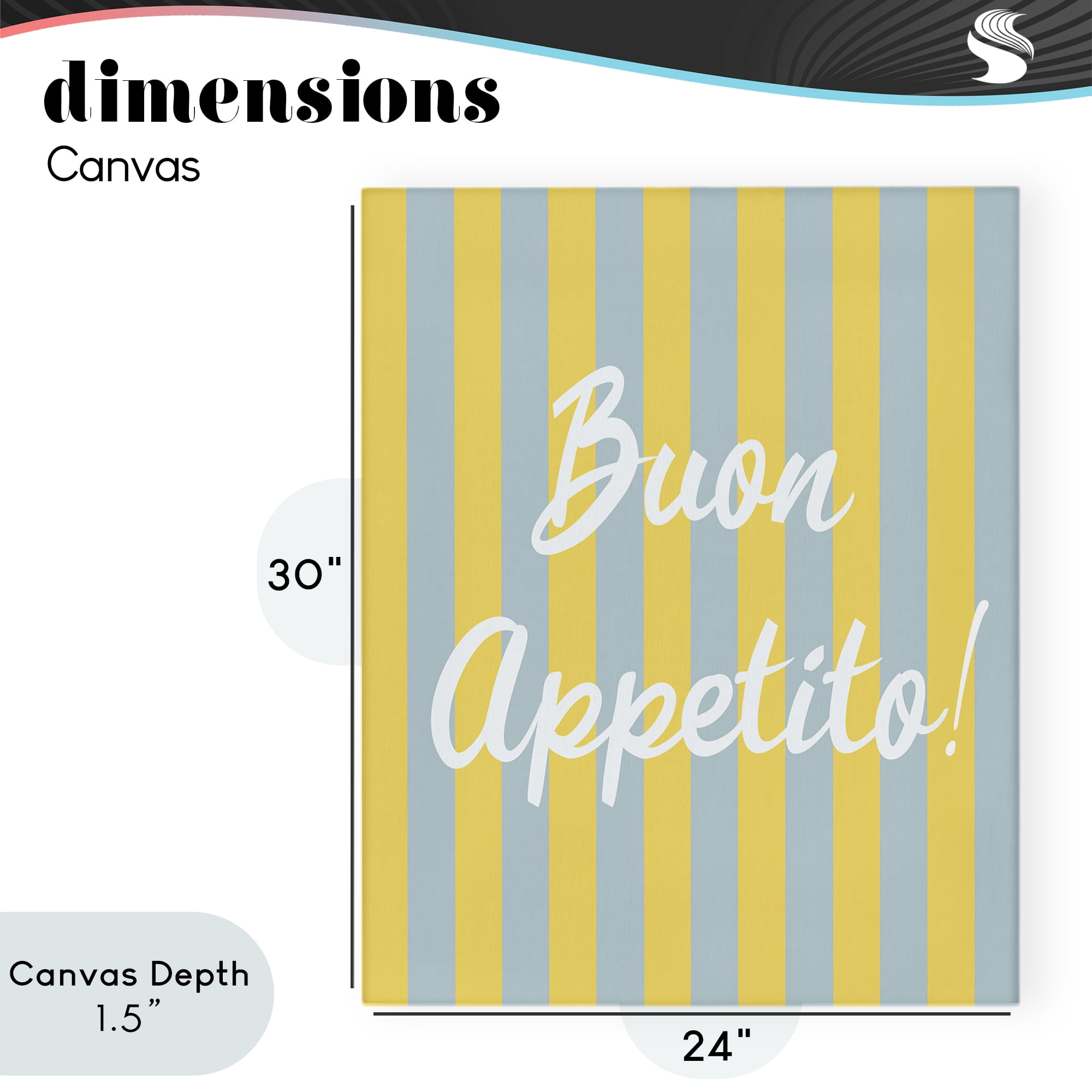 Stupell Industries Buon Appetito Blue Yellow Stripes Canvas Wall Art, design by SD Graphics Studio