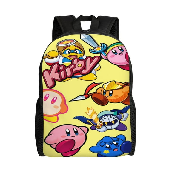 Kirby Backpack Cartoon Casual Students Laptop Bags Bookbag Lightweight Travel Shoulder Bag Daypack