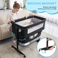 thumbnail image 7 of Baby Bassinet Bedside Crib Foldable Portable with Adjustable Height, Wheels, and Storage Basket, dark gray, 7 of 7