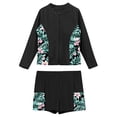 thumbnail image 3 of inlzdz Girls Rash Guard Swimsuit Zipper Long Sleeve Swim Shirts with Shorts Two Piece Bathing Suit Black 10, 3 of 5