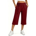 thumbnail image 6 of LumiAtelier Womens Winter Casual Capri Joggers Stretch Fleece Fabric Drawstring Elastic Waist Button Cuff Loose Cropped Pants With Side Pockets, 6 of 7