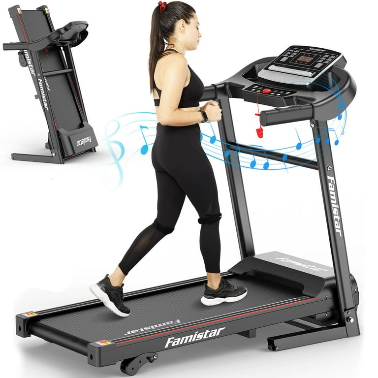 Famistar JK1607 Electric Folding Treadmill 12 Programs 3 Modes Built in MP3 Speaker LED Display 2 Knee Straps Walmart