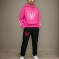 thumbnail image 2 of Linfrsh Little Boys Little Winter Clothes Toddler Fall Pajama Outfits Long Sleeve Hooded/Crewneck Sweatshirt And Jogger Pants Sets Fall Winter Pajama Set Hot Pink,2-3 Years, 2 of 7