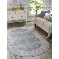 thumbnail image 2 of Unique Loom Whitney Vintage Border Rug 3' x 5' 3 Oval French Blue/Ivory, 2 of 4
