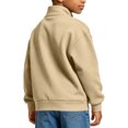 thumbnail image 3 of OGLCCG Boys Full Zip Fleece Hoodless Hoodies Mock Neck Sweatshirts Kids Fall Winter Zip Up Gym Track Jackets with Pockets Size 5-16(Khaki,5-6 Years), 3 of 8