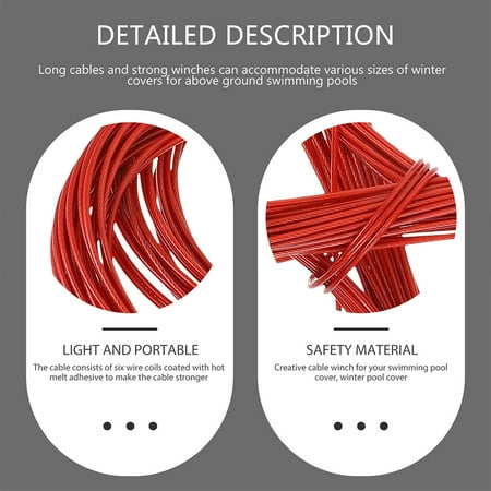 

pool cover cable and winch 1 Set of Winter Pool Cover Cable Winch Pool Cover Winch Pool Cover Cable Fastener