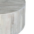 thumbnail image 4 of 36 Inch Coffee Table- Handcrafted Drum Shape- Washed White Mango Wood, 4 of 5