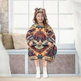 thumbnail image 7 of FORMRS Wearable Blanket Hoodie with Sleeves for Kids Cozy Flannel Sweatshirt, Beige Geometric Eagle, 7 of 7