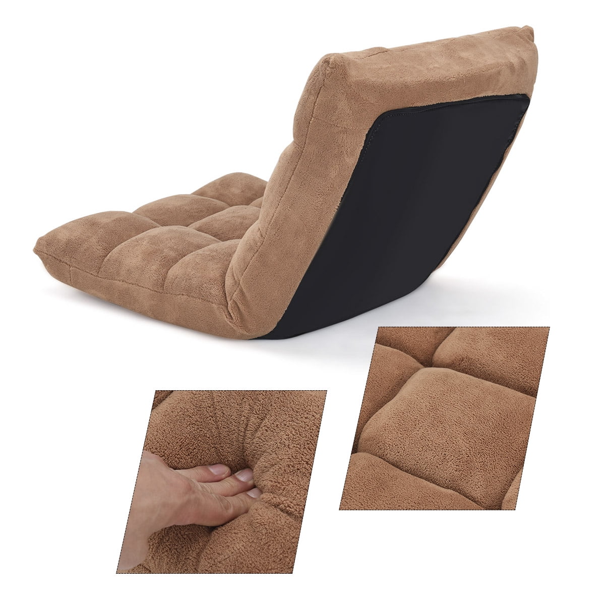 Topbuy Adjustable 14-Position Floor Chair ,Padded Gaming Chair Lazy Recliner Beige