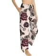 thumbnail image 2 of Balery Retro Red Black Roses print Women's Pajama Pants,Ultra Lightweight Pjs,Lounge Pant-Medium, 2 of 9