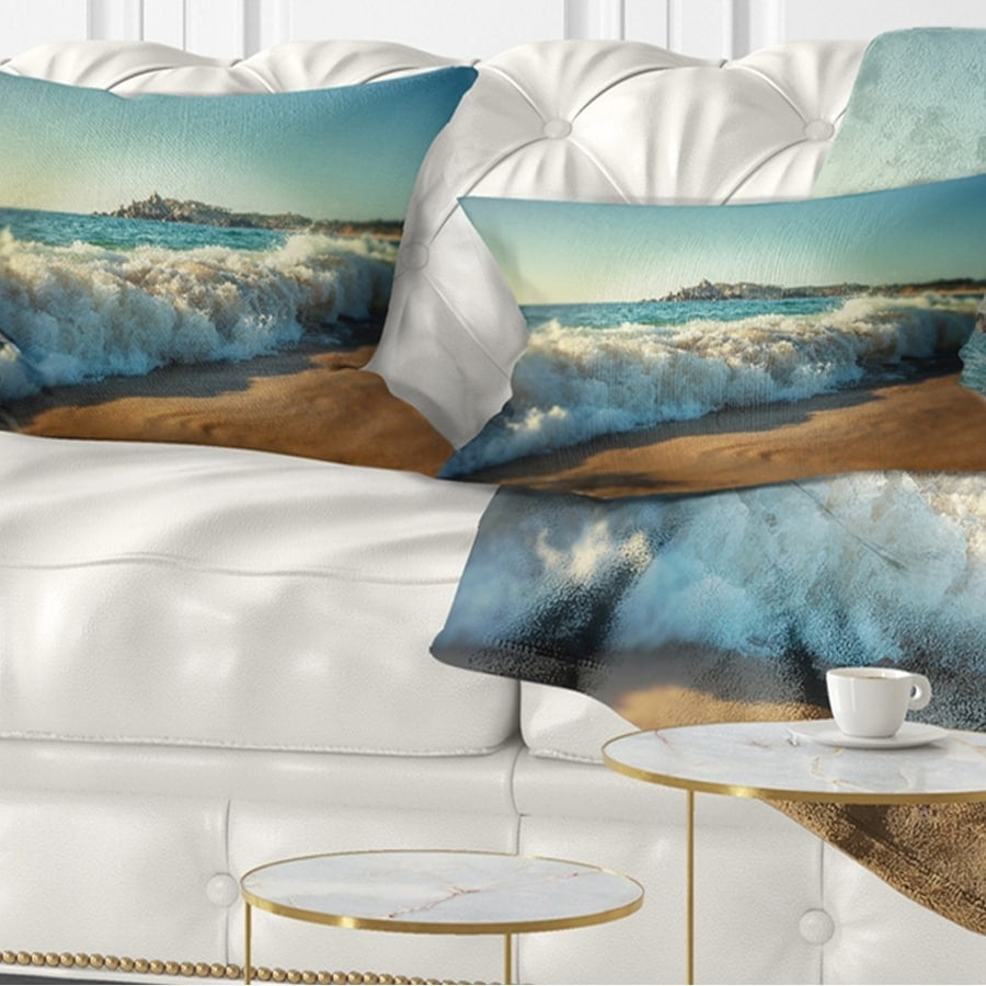 Designart CU10501-26-26 Rushing White Waves Modern Beach Cushion Cover for Living Room Sofa Throw Pillow 26 in in x 26 in 