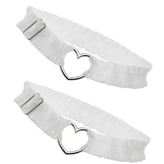 Yoetaun Thigh Garter Heart Lace Ruched Leg Garter Adjustable Cosplay Accessory Thigh Chain Comfortable Fashion Legwear White