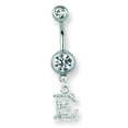 thumbnail image 2 of Designer Stainless Steel Sgss Curv Bb W Gem Ball & Dangling Pave Letter 14G (1.6Mm) 13/32 (11Mm) Made In China -Jewelry By Sweet Pea Creations, 2 of 2