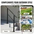 thumbnail image 6 of KFFKFF Outdoor Handrails for 2-3 Steps, Black Square Tube with Horizontal Bar, Carbon Steel Support Rails for Seniors, Suitable for Concrete and Deck Stairs, Simple Installation, 6 of 9