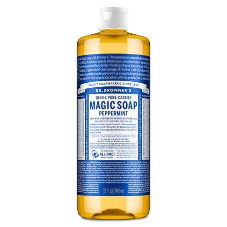 Dr. Bronner's Magic Soap - Peppermint - Pure-Castile Liquid Soap - 32 oz – for face, body wash, hands