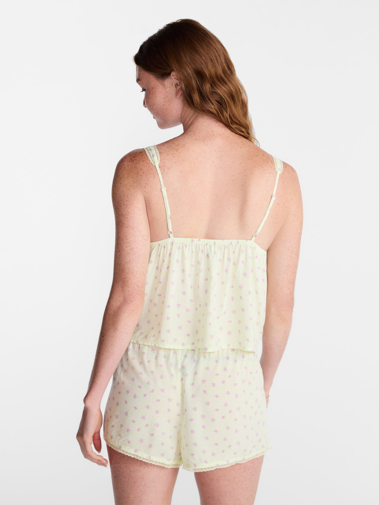 No Boundaries Woven Cami Top and Shorts Sleep Set, 2-Piece, Women's XS-XXL