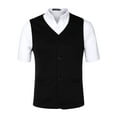 thumbnail image 1 of INSPIRE CHIC Men's V Neck Sleeveless Two Pockets Button Down Vests, 1 of 6