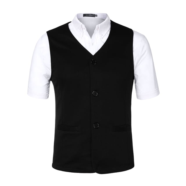 INSPIRE CHIC Gilet Sans Manches à Col en V pour Hommes avec Deux Poches et Boutons