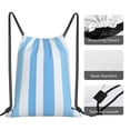 thumbnail image 5 of Leisure Draw String Mouth Backpack 16 X 14 Woven Band Durable Not Easy To Fall Off In Travel Portable Draw String Design Light Blue Stripe_2, 5 of 8