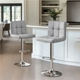 thumbnail image 1 of Yaheetech Set of 2 Faux Leather Swivel Bar Stools with Adjustable Height, Backrest & Footrest, Light Gray, 1 of 7