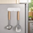 thumbnail image 3 of Magnetic Refrigerator Side Hooks Magnetic Organizer Rack with 3 Rows for Kitchen Towels Keys Oval No Drill Waterproof Storage Hanger White 2 Pack 7.8x2.5in White, 3 of 5