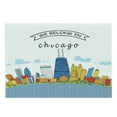 thumbnail image 1 of Landscape Cutting Board, Chicago Skyline Cartoon Colorful City View Cityscape Personalized USA American, Decorative Tempered Glass Cutting and Serving Board, Large Size, Multicolor, by Ambesonne, 1 of 1